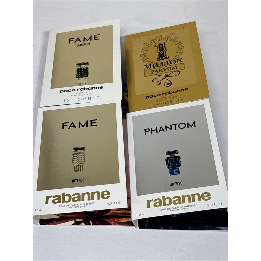 Paco Rabanne Fame Parfum sample spray vial lot set x 4 - 0.05oz 1.5ml each